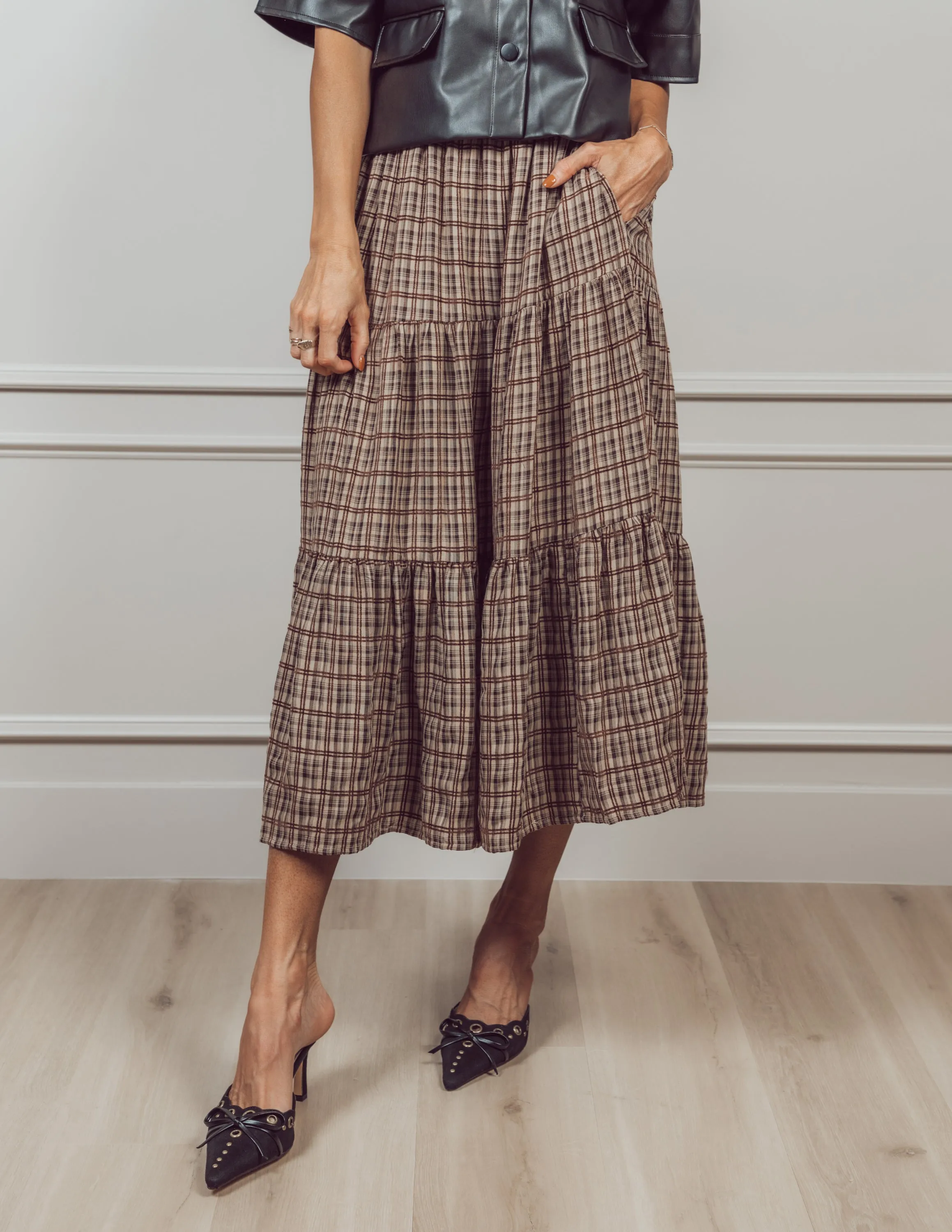 Delaney Plaid Midi Skirt sold by Shop Stevie product image thumbnail 2