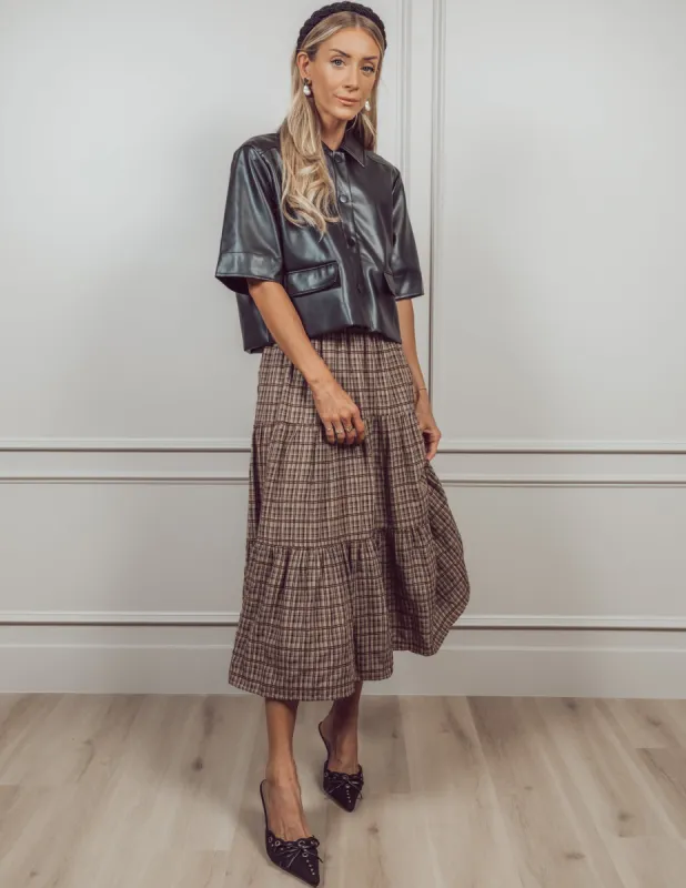 Delaney Plaid Midi Skirt sold by Shop Stevie