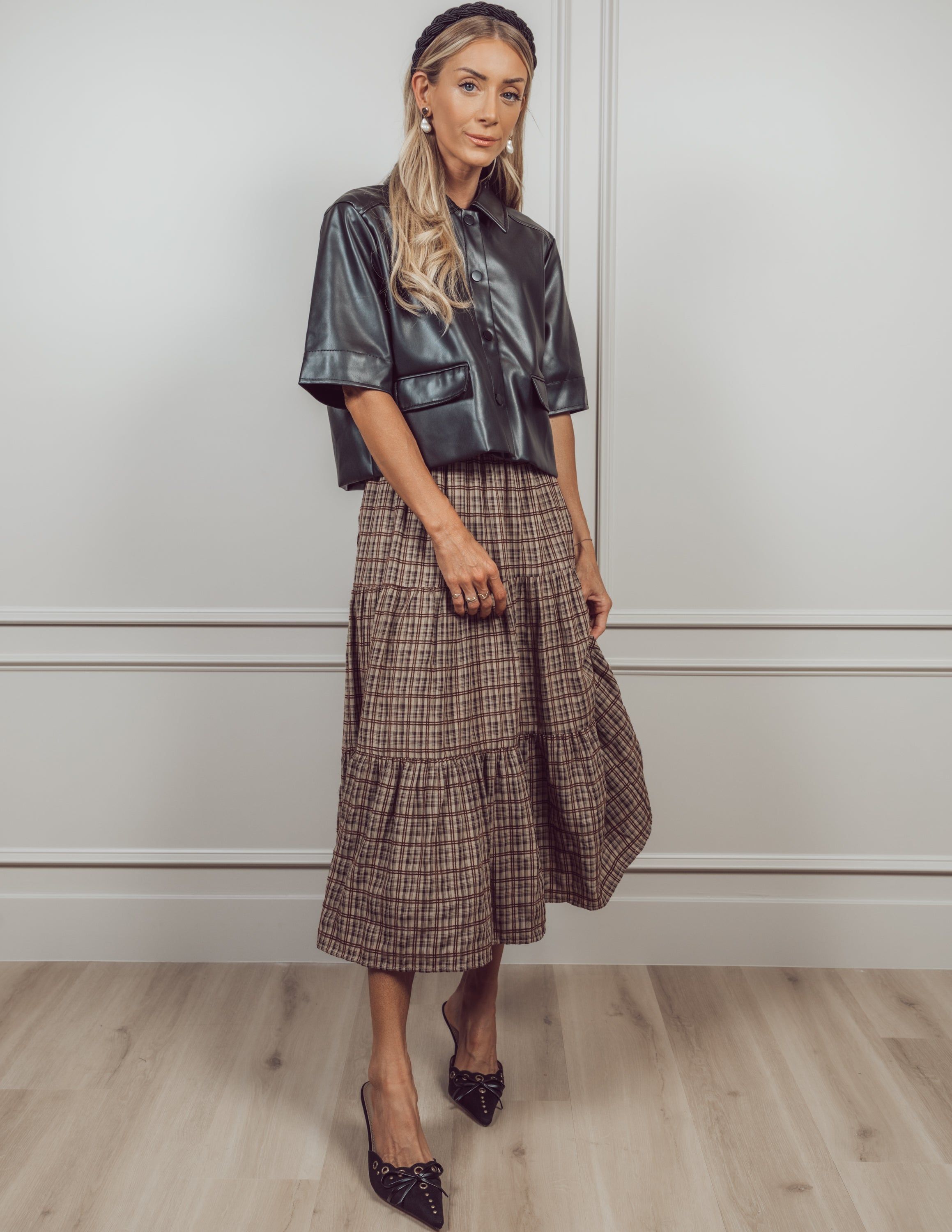 Delaney Plaid Midi Skirt *COMING SOON* sold by Shop Stevie