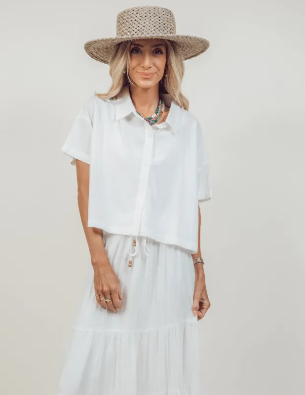 Catherine Cropped Button Up Top sold by Shop Stevie