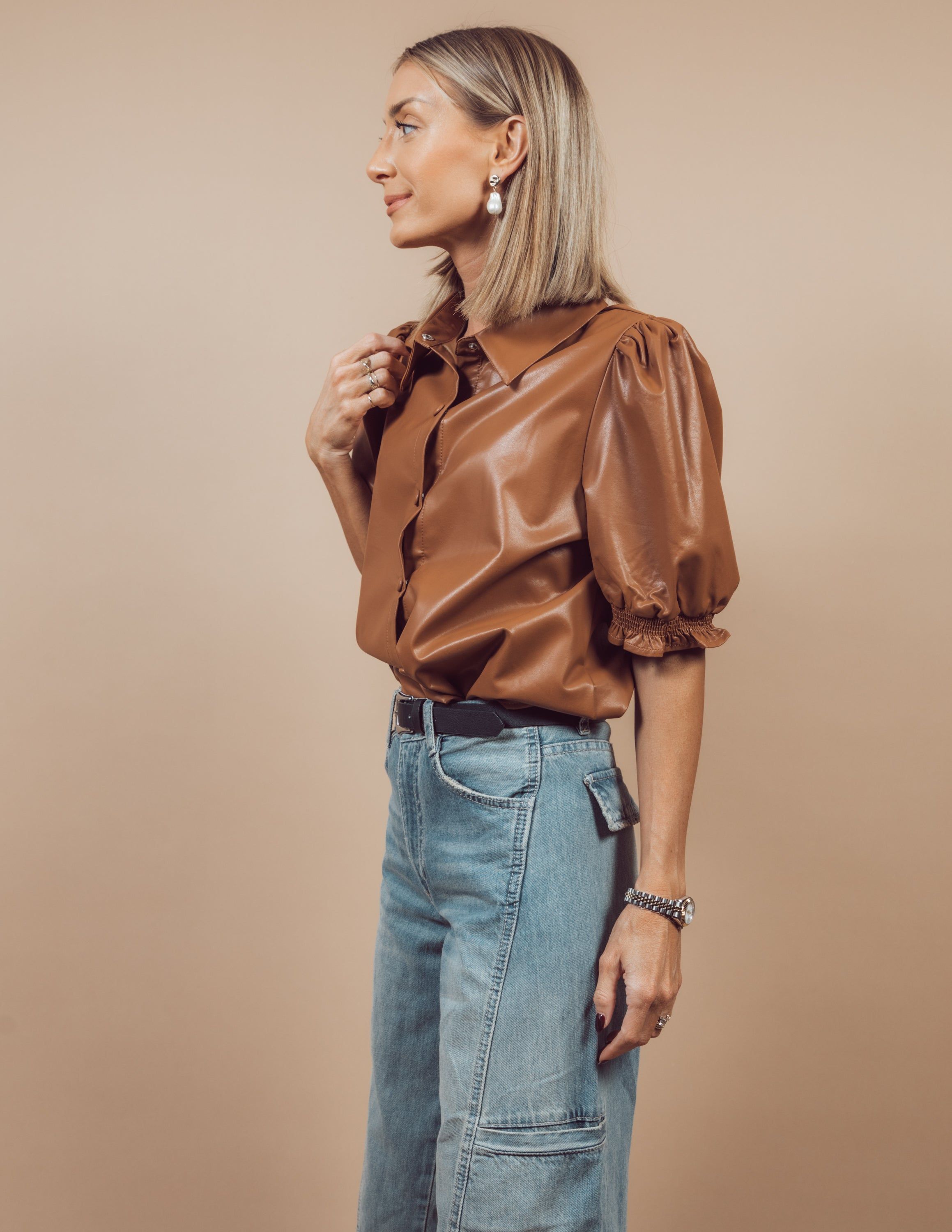 Bronte Faux Leather Top sold by Shop Stevie product image thumbnail 3