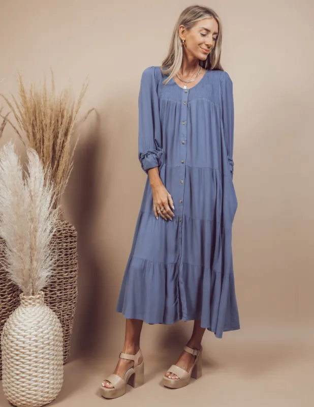 Alani Ruffle Midi Dress sold by Shop Stevie