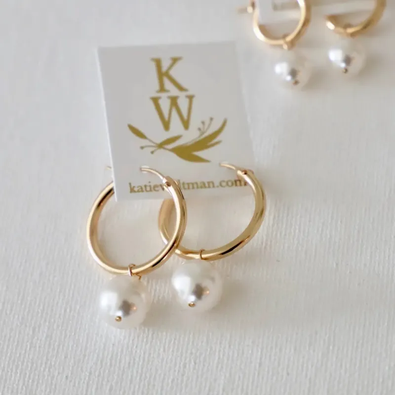 Audrey Pearl Hoop Earrings sold by Shop Stevie