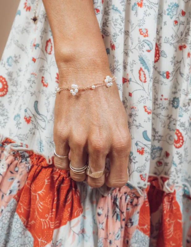 Dainty Flower Bead Clasp Chain Bracelet sold by Shop Stevie