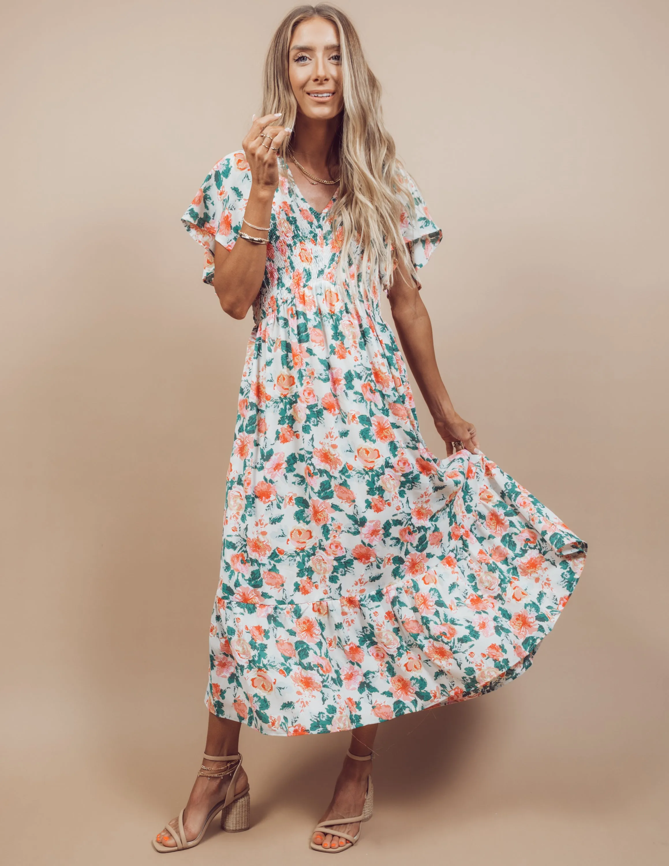 Kailynn Ruffle Midi Dress sold by Shop Stevie
