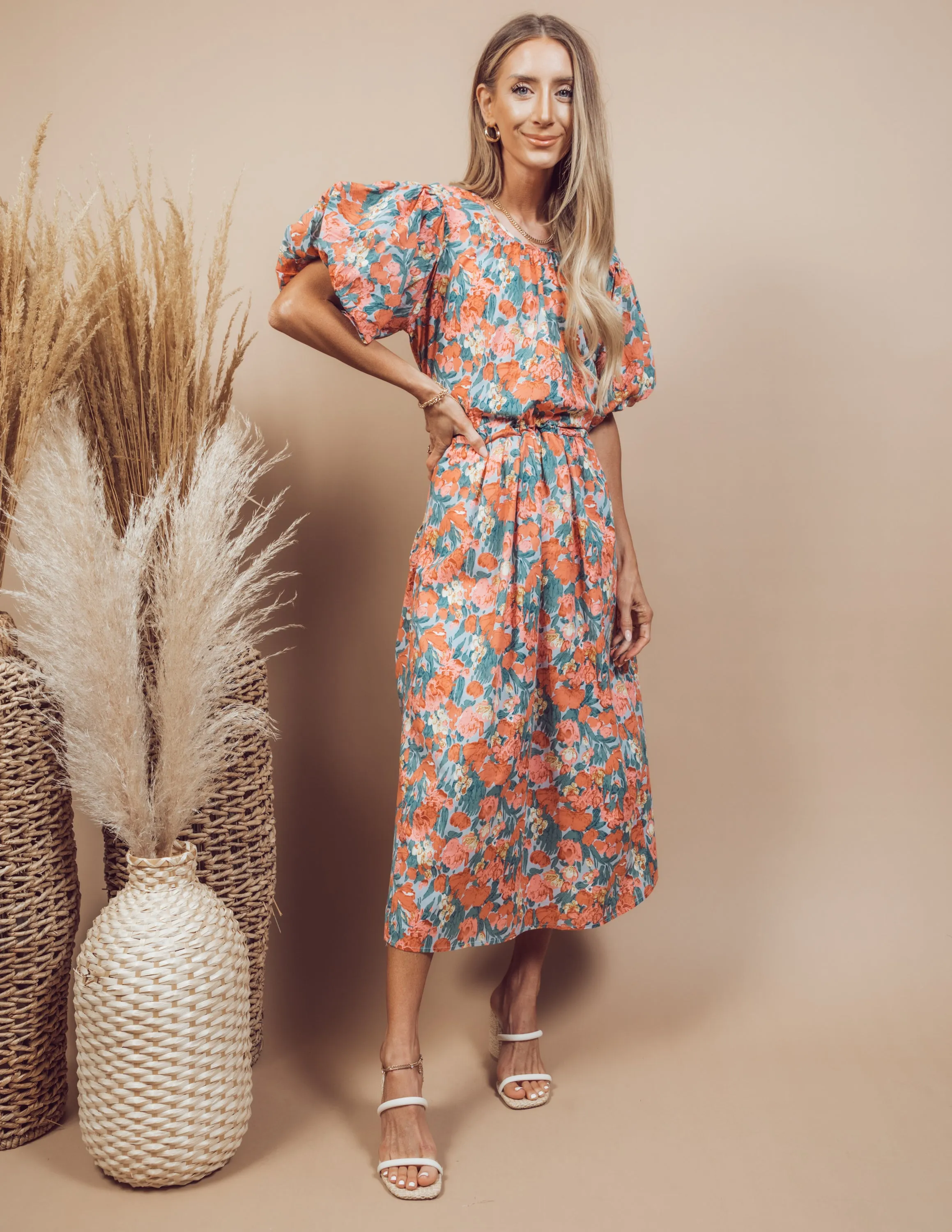 Amaris Floral Midi Dress sold by Shop Stevie