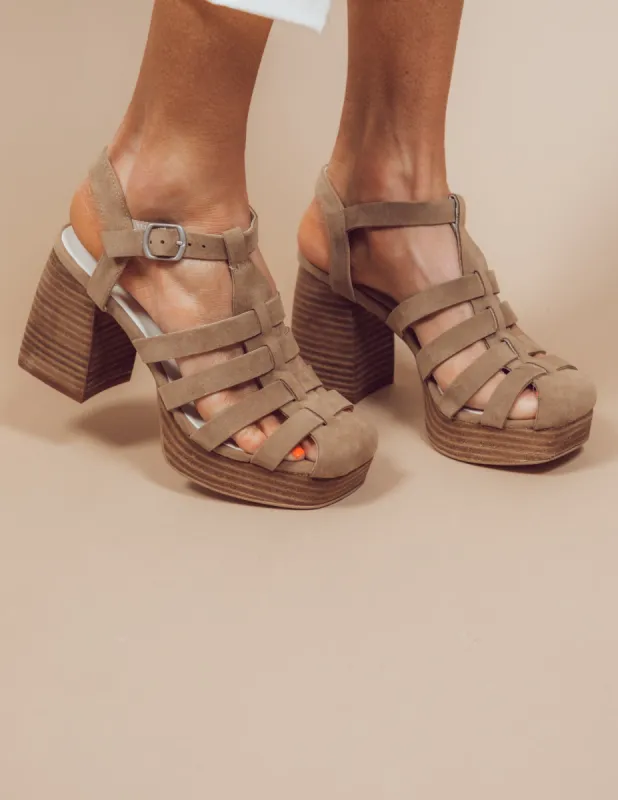 Hailee Gladiator Platform Heel sold by Shop Stevie