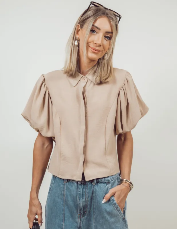 Talia Balloon Sleeve Top sold by Shop Stevie