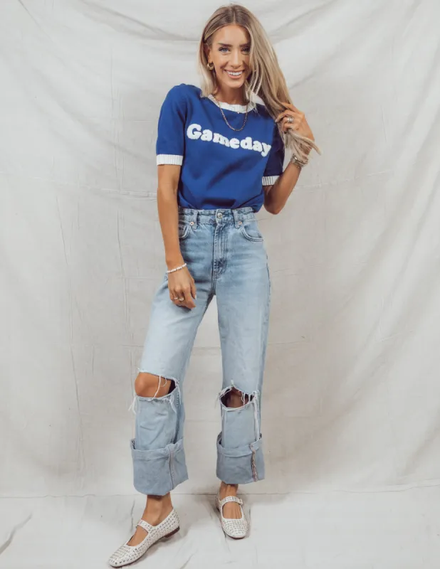 Gameday Short Sleeve Sweater Top sold by Shop Stevie