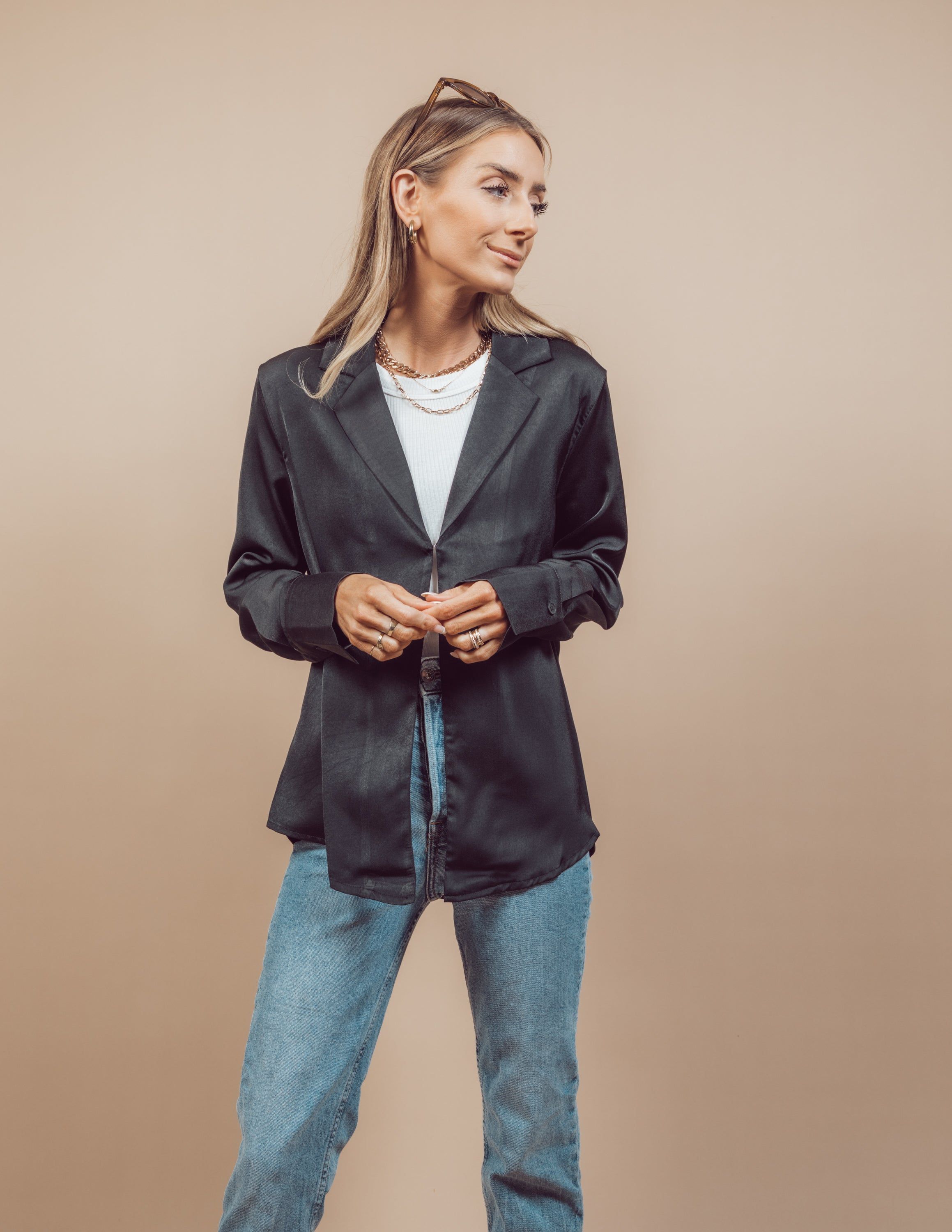 Addie Lapel Long Sleeve Top sold by Shop Stevie