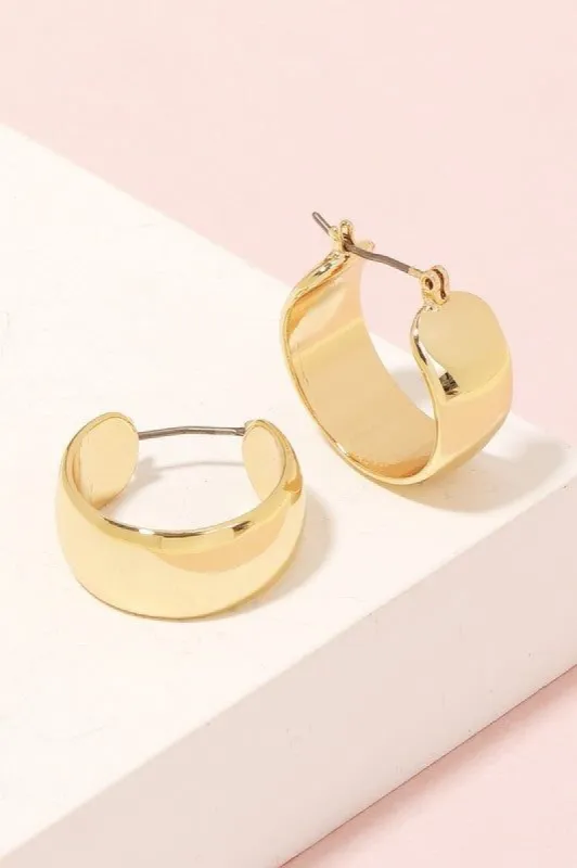 Wide Metallic Latch Hoop Earrings sold by Shop Stevie