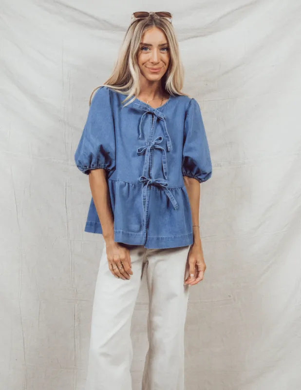 Rebel Denim Peplum Top sold by Shop Stevie
