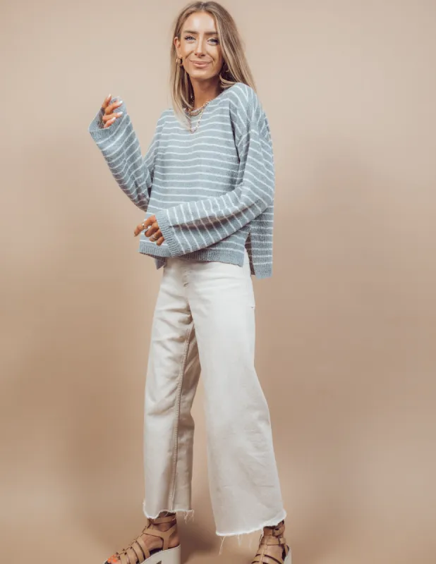 Briquel Striped Sweater in Blue Grey sold by Shop Stevie