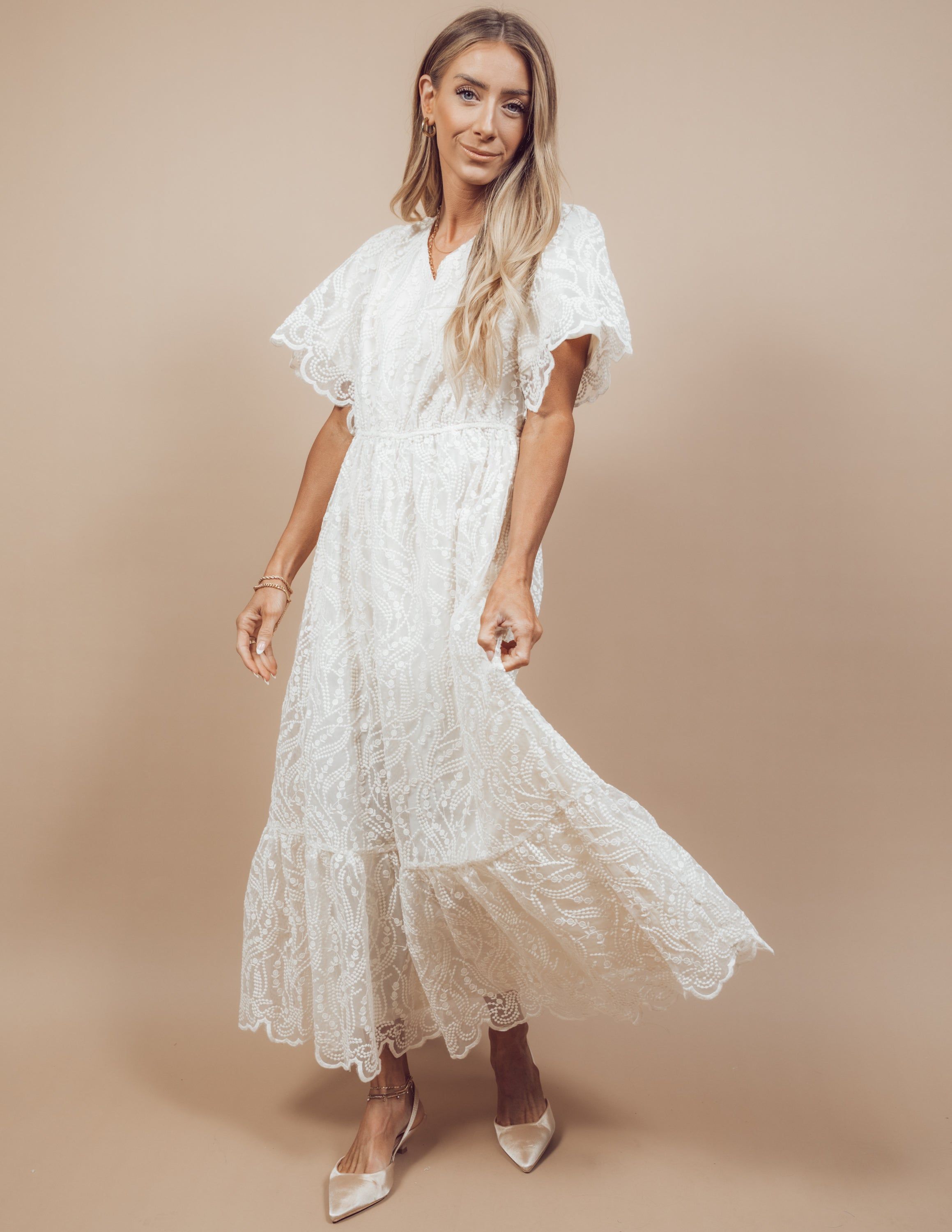 Miriam Embroidered Lace Dress sold by Shop Stevie