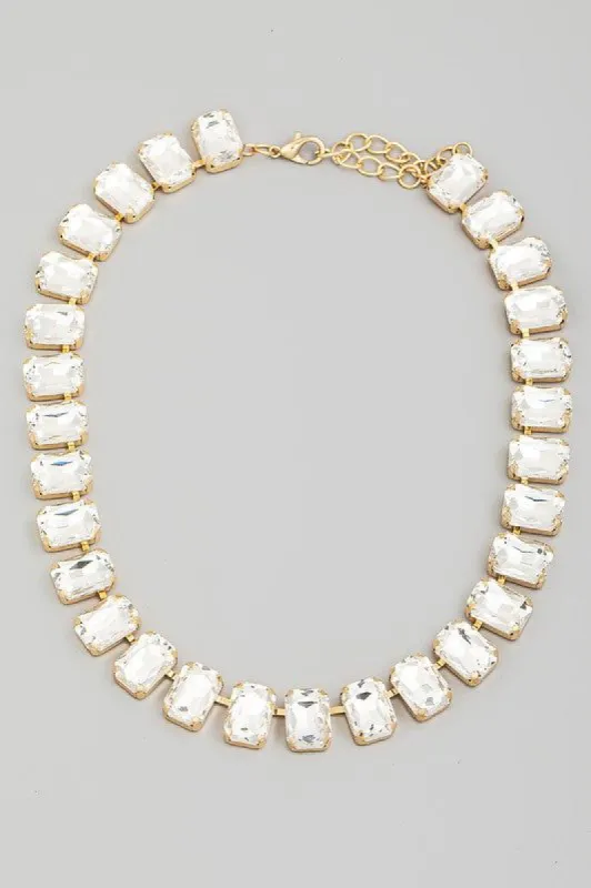 Rectangle Rhinestone Chain Statement Necklace sold by Shop Stevie