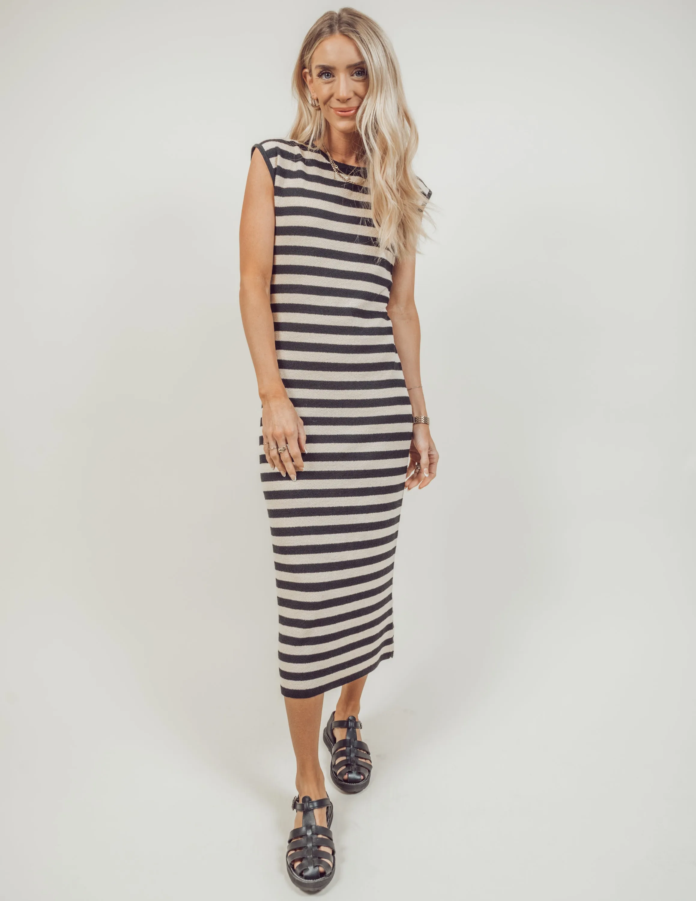 Anna Striped Midi Dress sold by Shop Stevie
