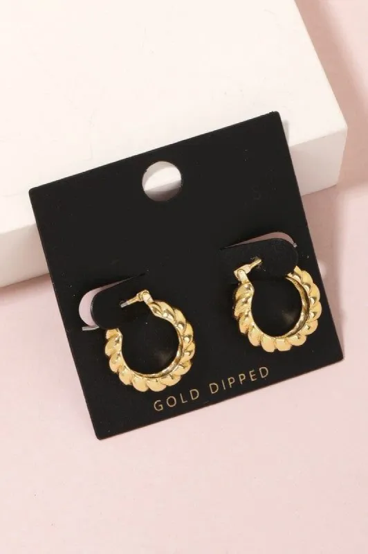 Gold Dipped Ridged Hoop Earrings sold by Shop Stevie