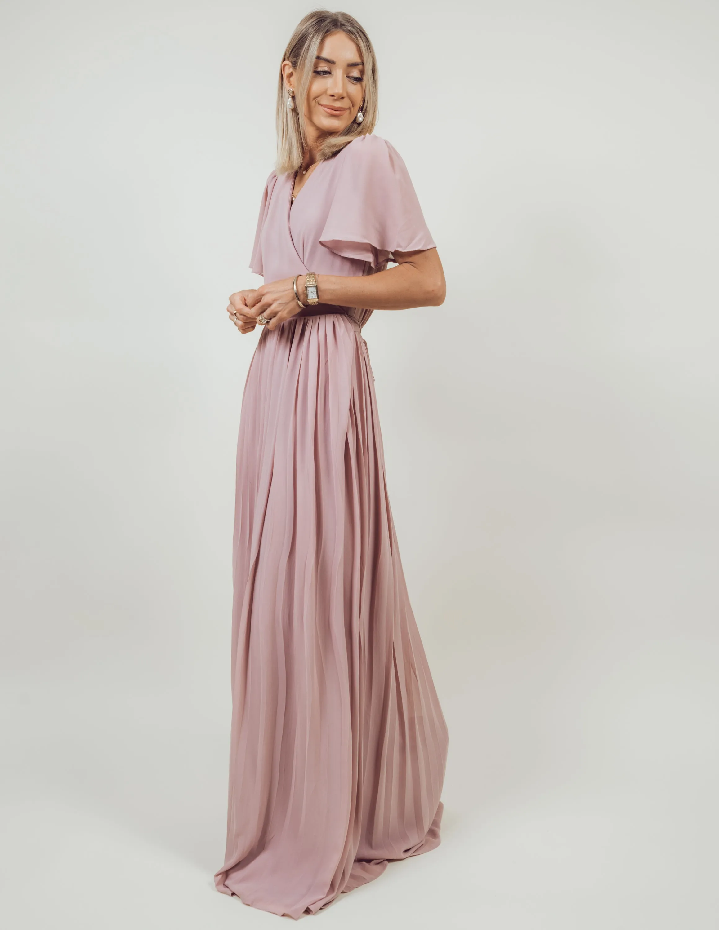 Brigitte Pleated Maxi Dress sold by Shop Stevie