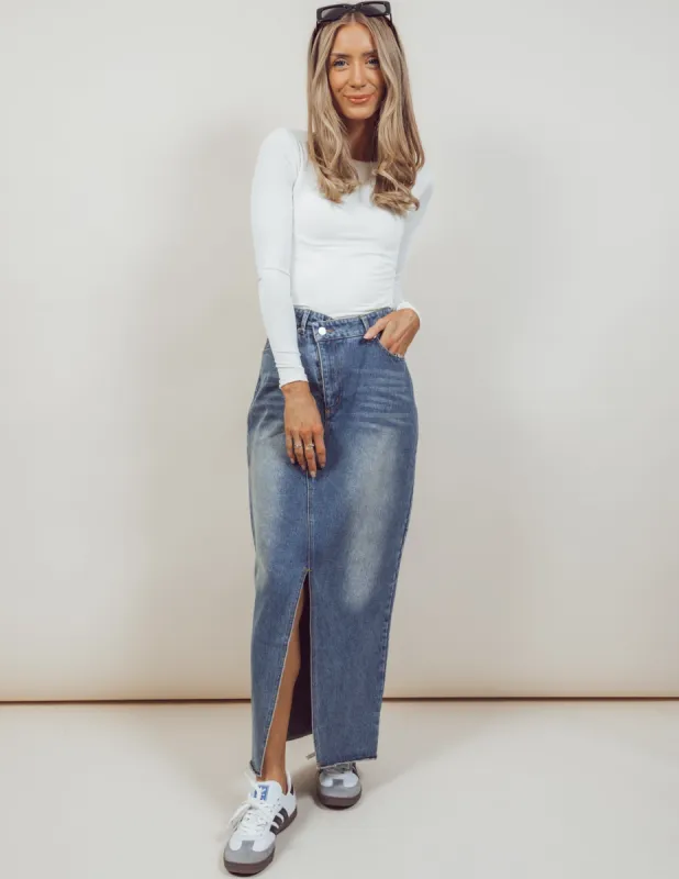 Julianne Denim Skirt *COMING SOON* sold by Shop Stevie