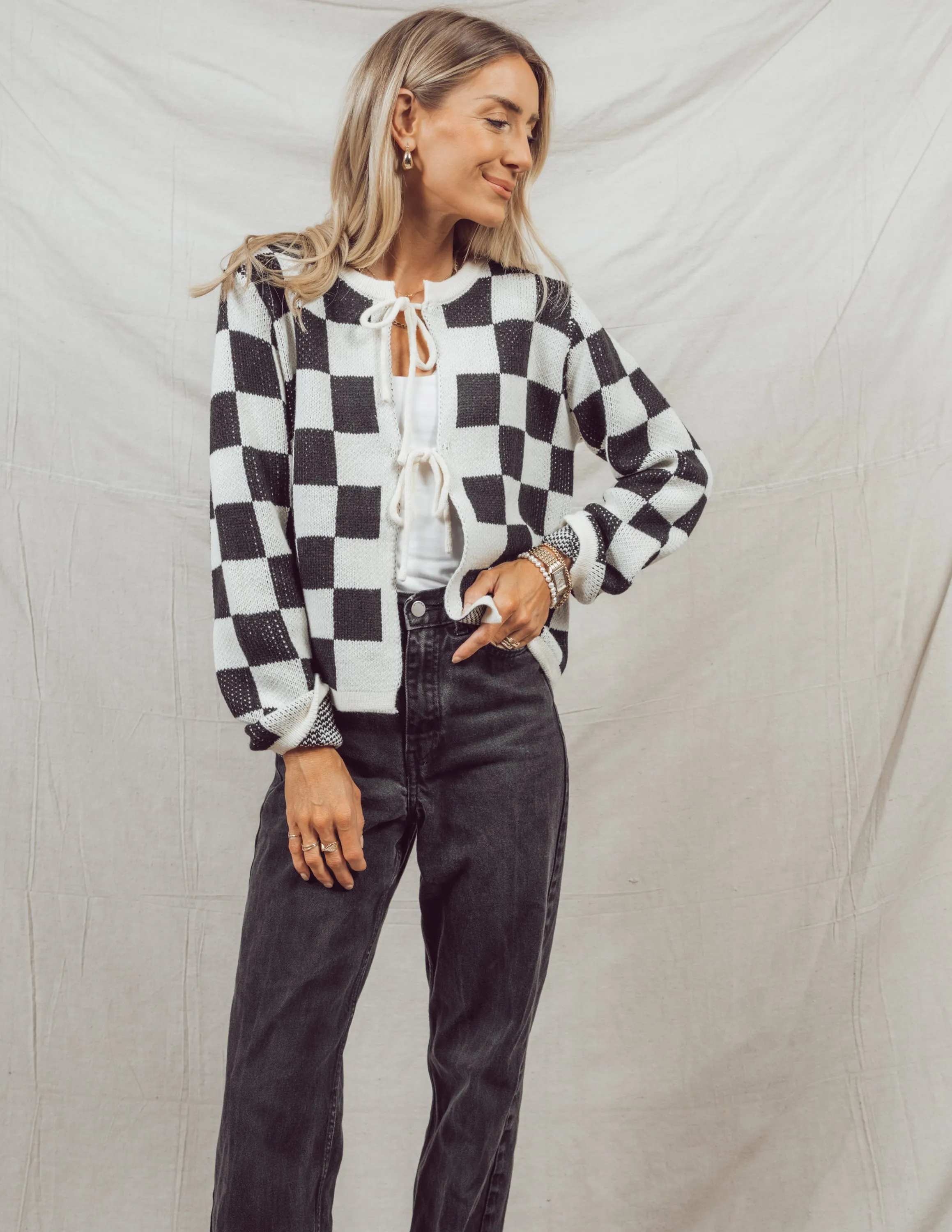 Lyon Checkered Cardigan sold by Shop Stevie product image thumbnail 5