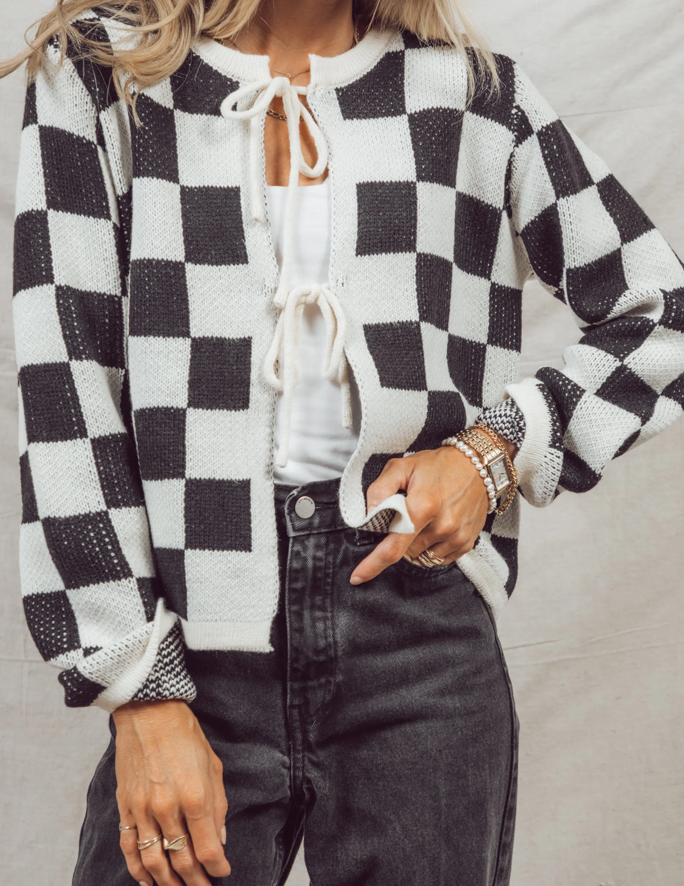 Lyon Checkered Cardigan sold by Shop Stevie product image thumbnail 3