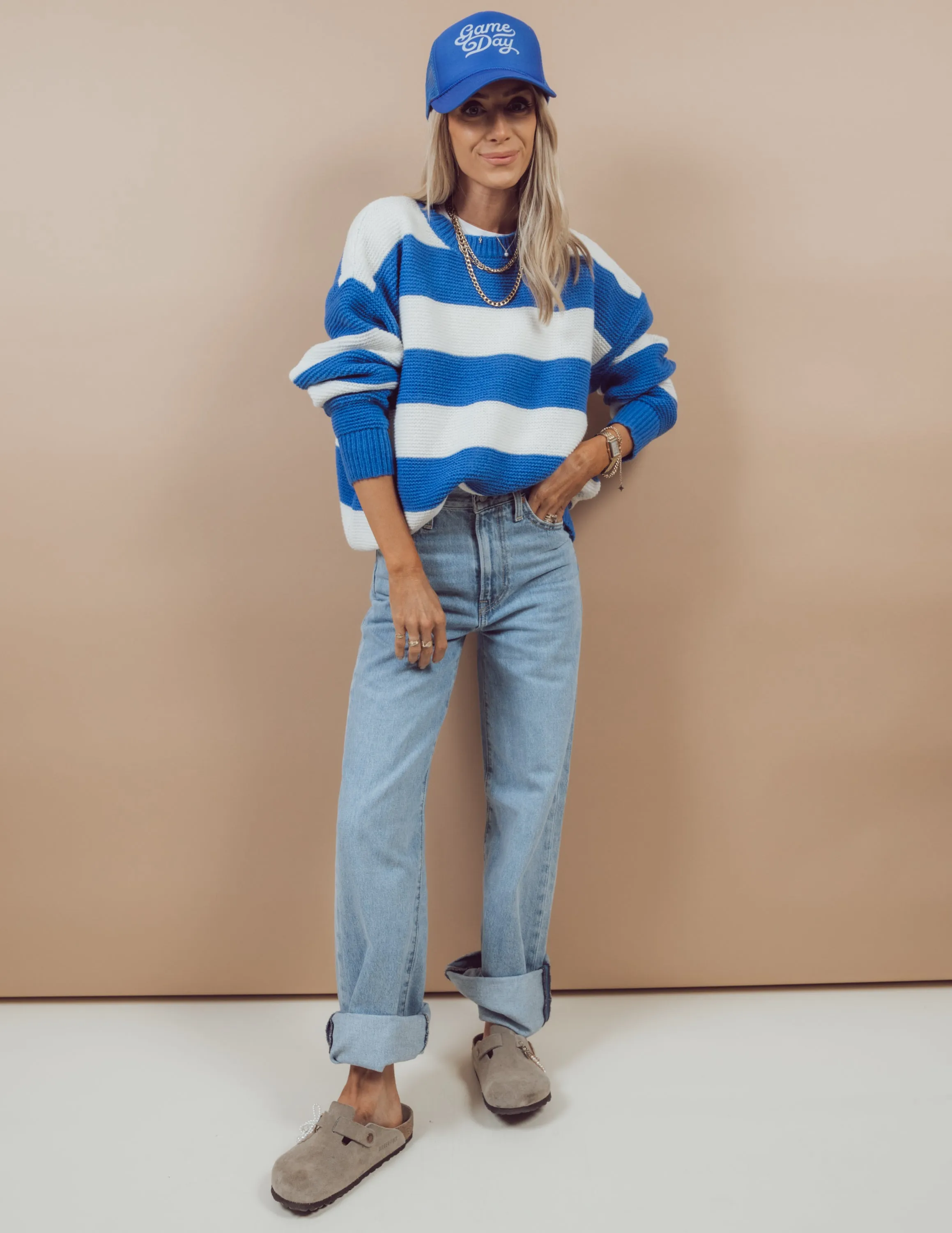 Game Day Striped Sweater sold by Shop Stevie