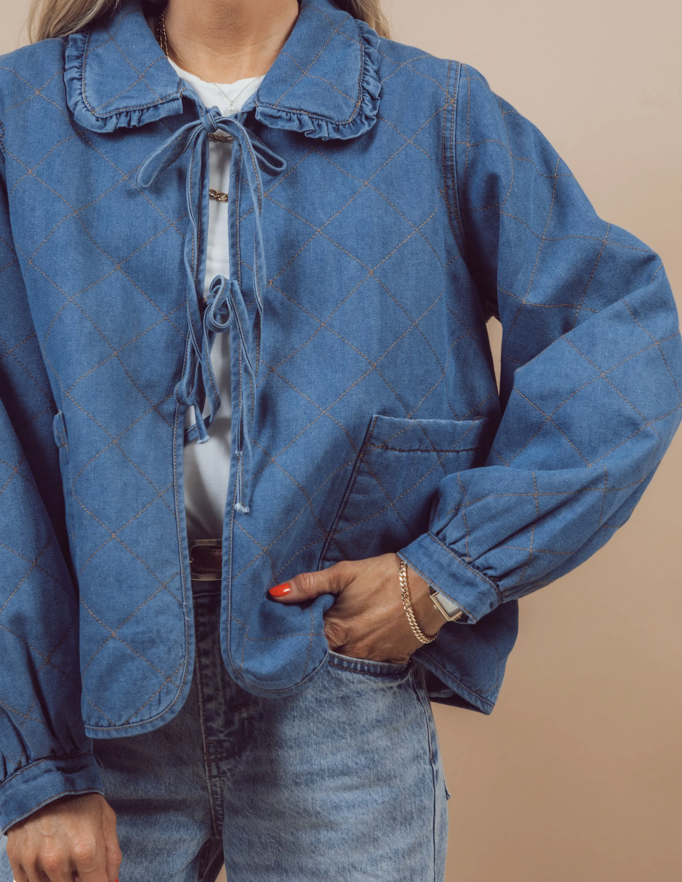 Jacqueline Quilted Denim Jacket sold by Shop Stevie product image thumbnail 4