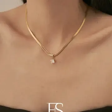 Gold Snake Herringbone Pendant Necklace sold by Shop Stevie product image thumbnail 4