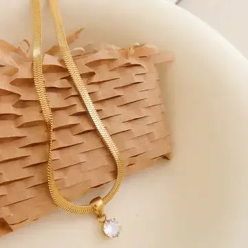 Gold Snake Herringbone Pendant Necklace sold by Shop Stevie product image thumbnail 5