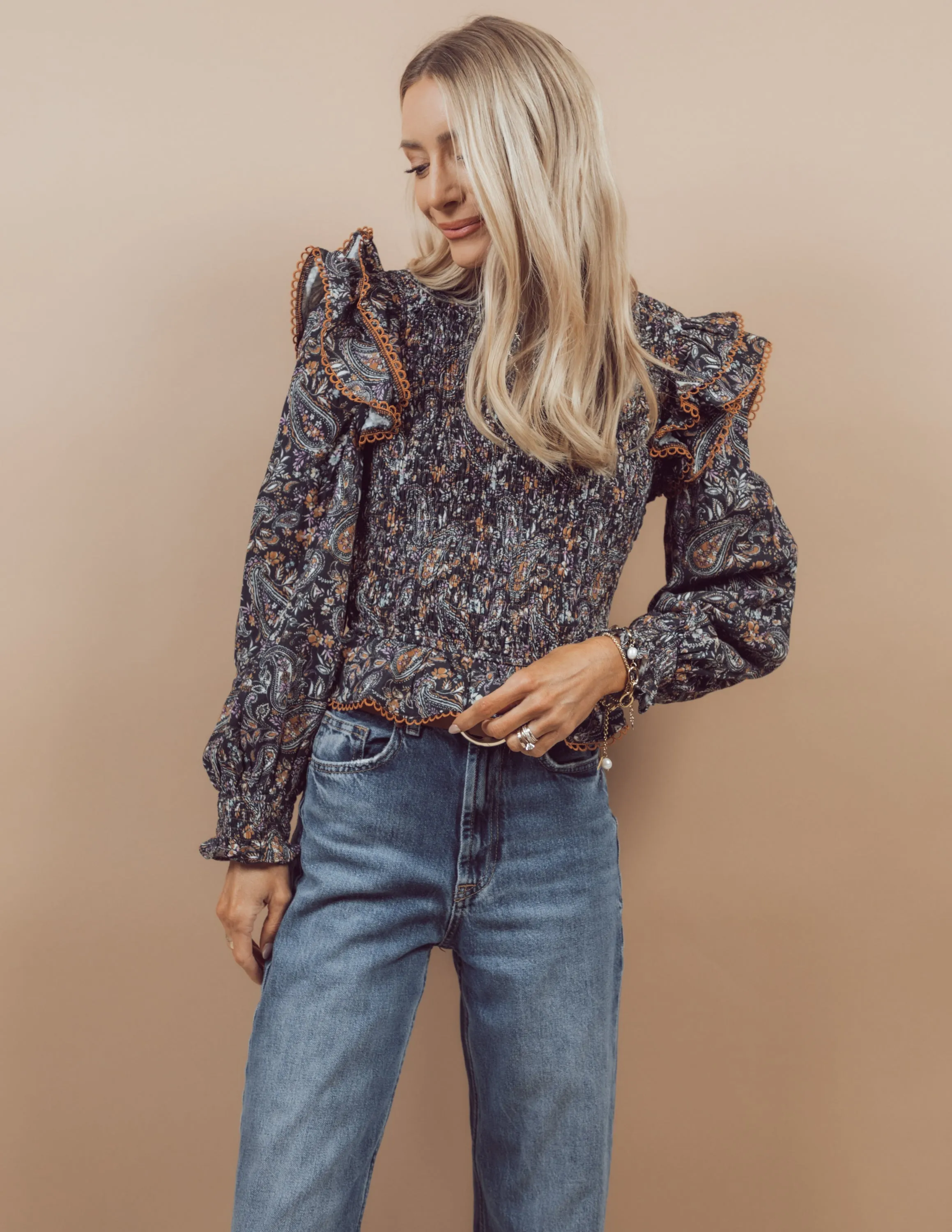 Paisley Ruffle Top sold by Shop Stevie