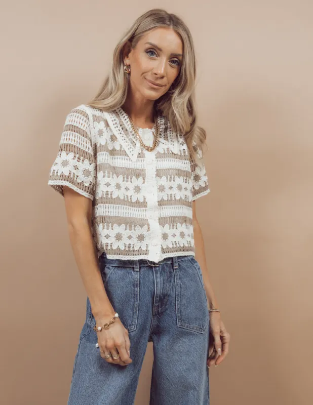 Carla Crochet Button Down sold by Shop Stevie