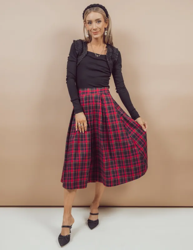 Kenzie Plaid Midi Skirt sold by Shop Stevie