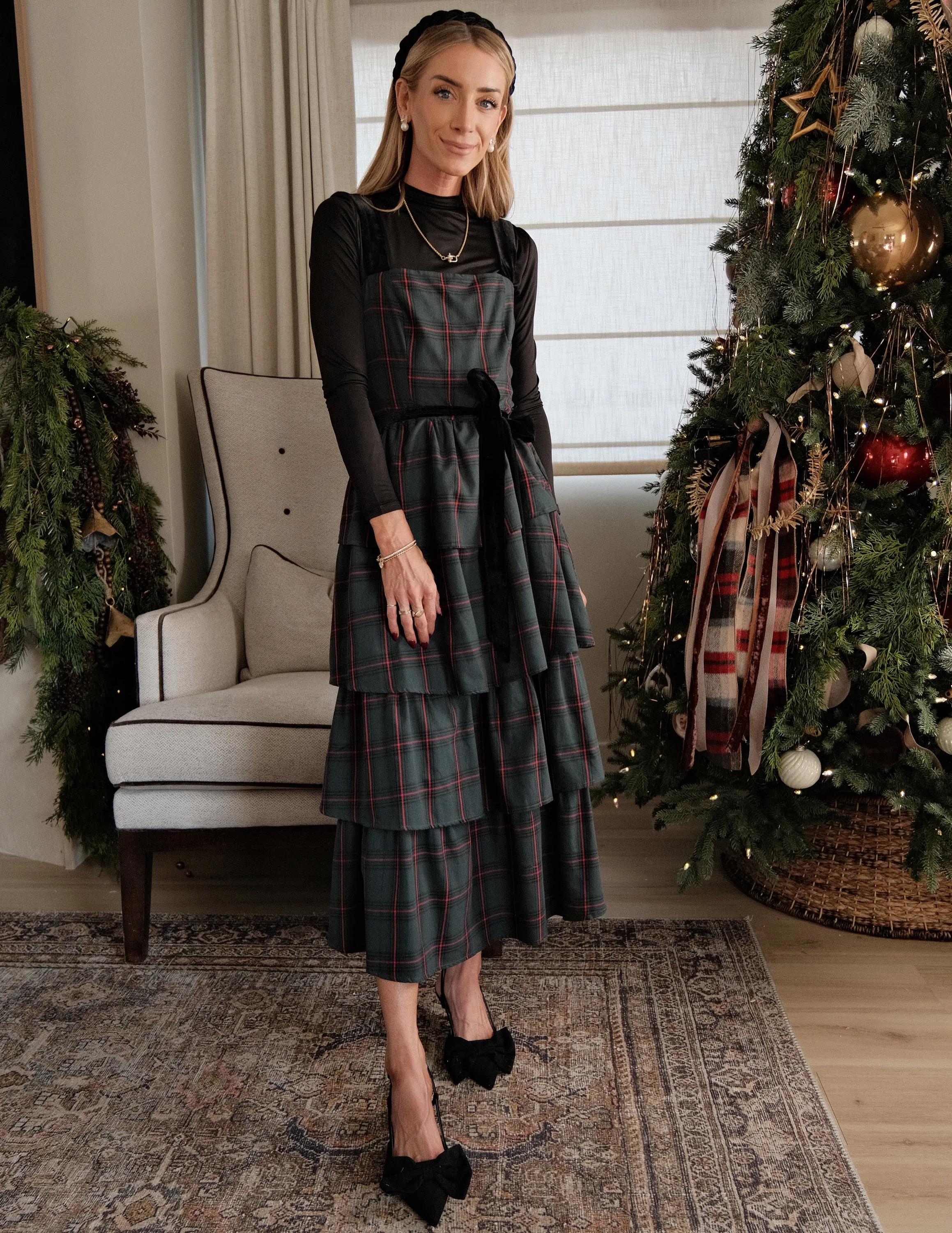 Mari Tiered Plaid Dress sold by Shop Stevie