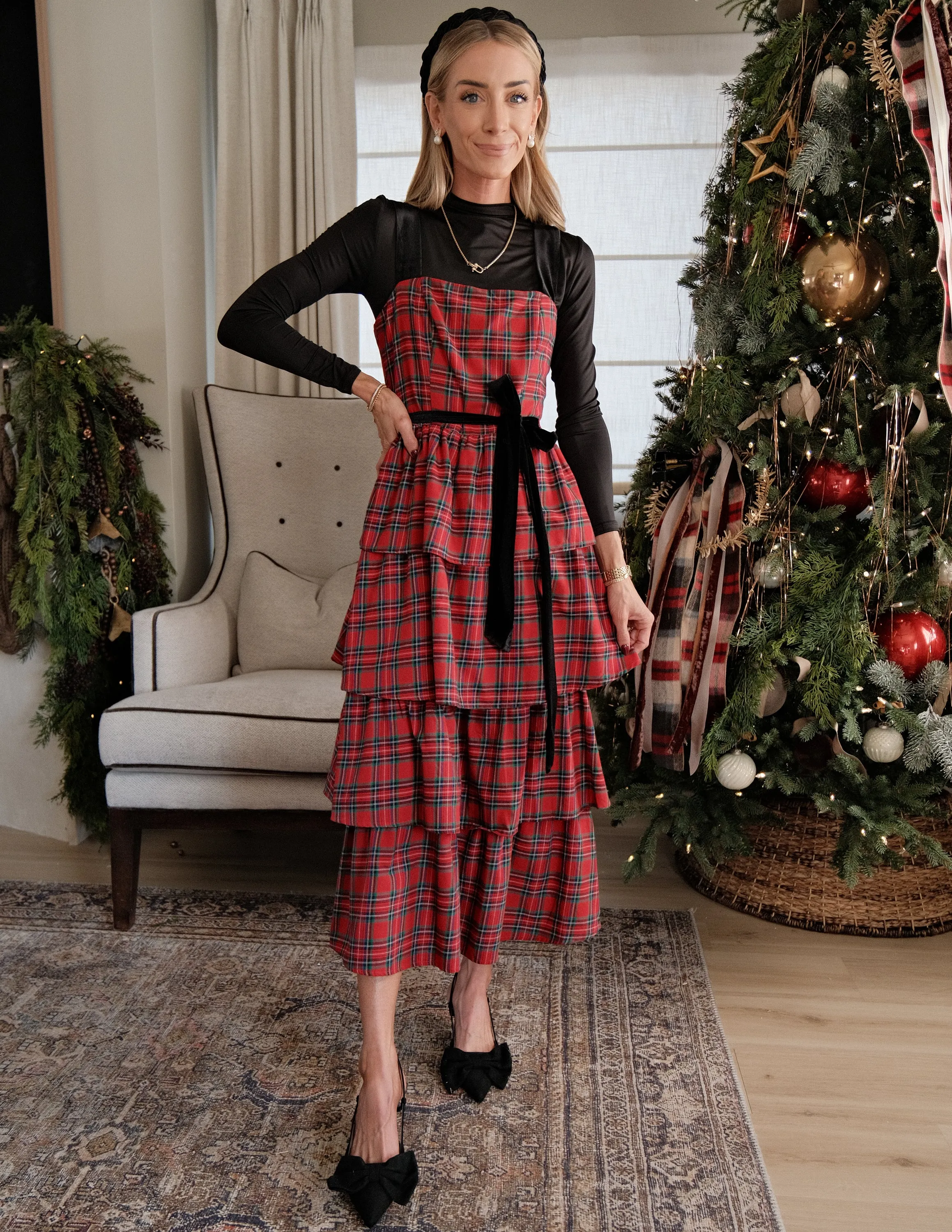 Mari Tiered Plaid Dress sold by Shop Stevie product image thumbnail 3