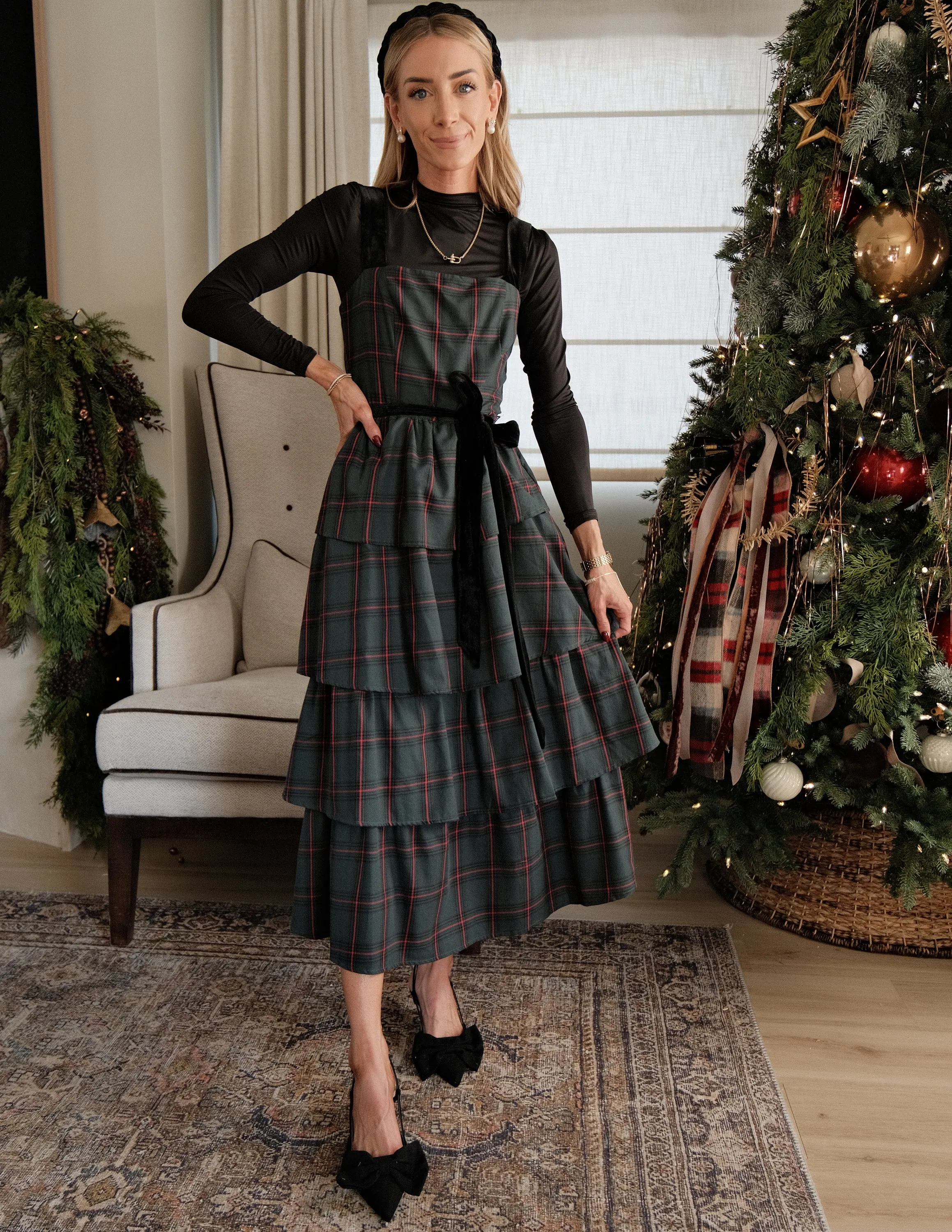 Mari Tiered Plaid Dress sold by Shop Stevie product image thumbnail 4
