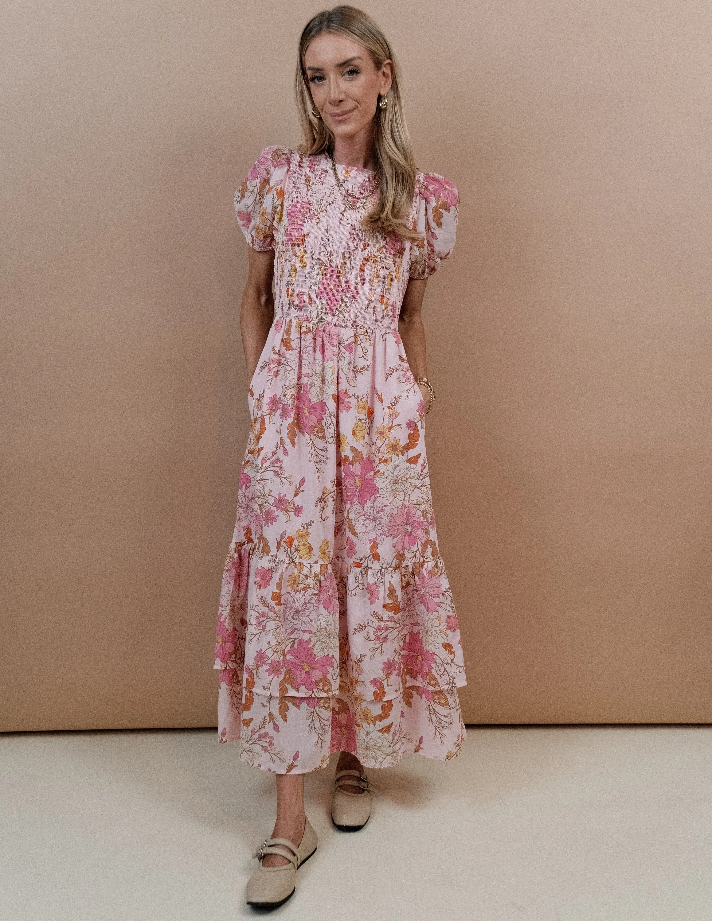 Solanda Floral Midi Dress sold by Shop Stevie