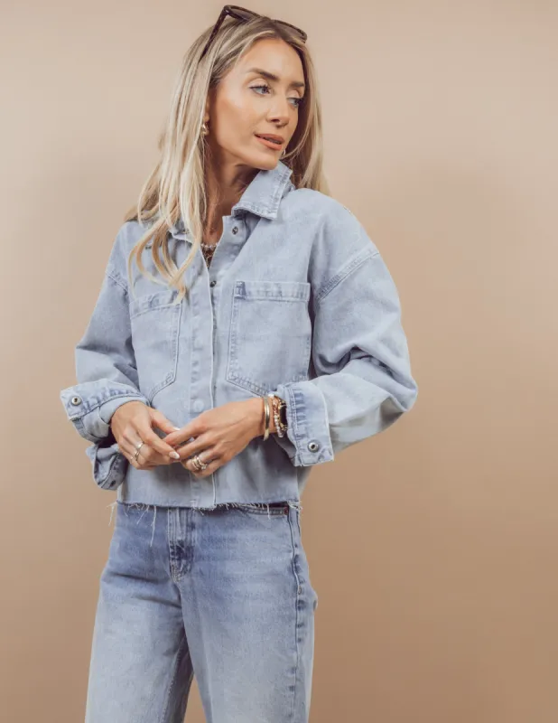 Essie Cropped Denim Jacket sold by Shop Stevie