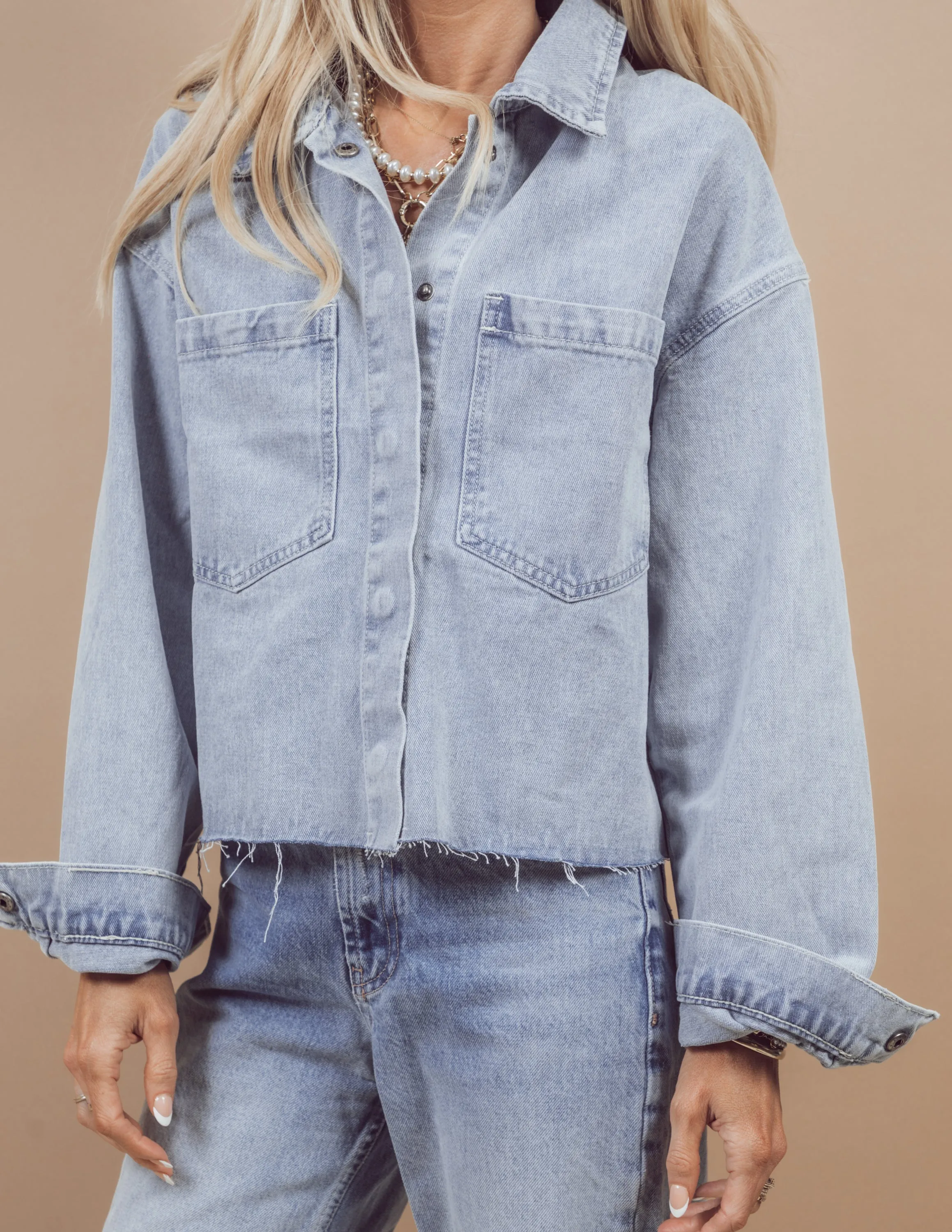 Essie Cropped Denim Jacket sold by Shop Stevie product image thumbnail 4