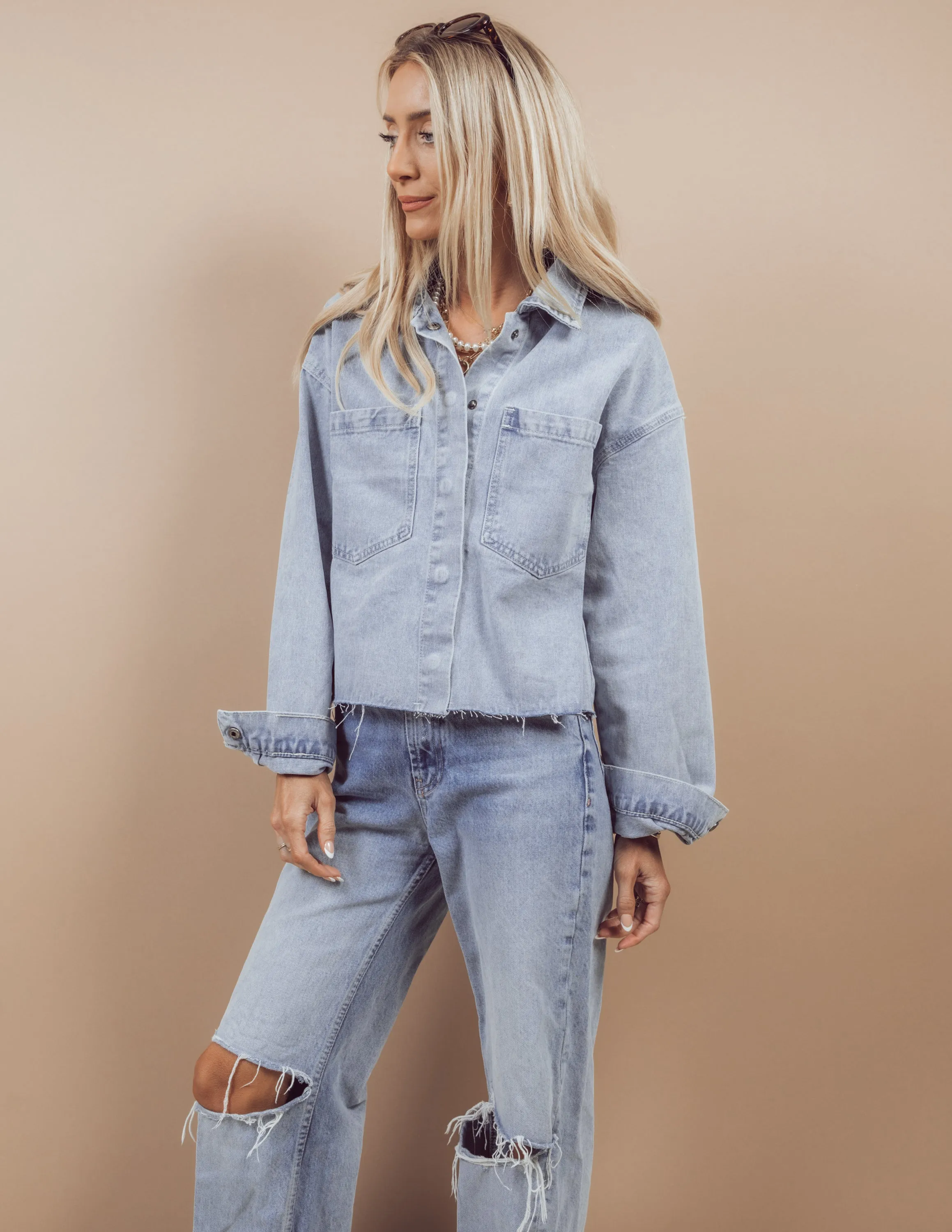 Essie Cropped Denim Jacket sold by Shop Stevie product image thumbnail 3
