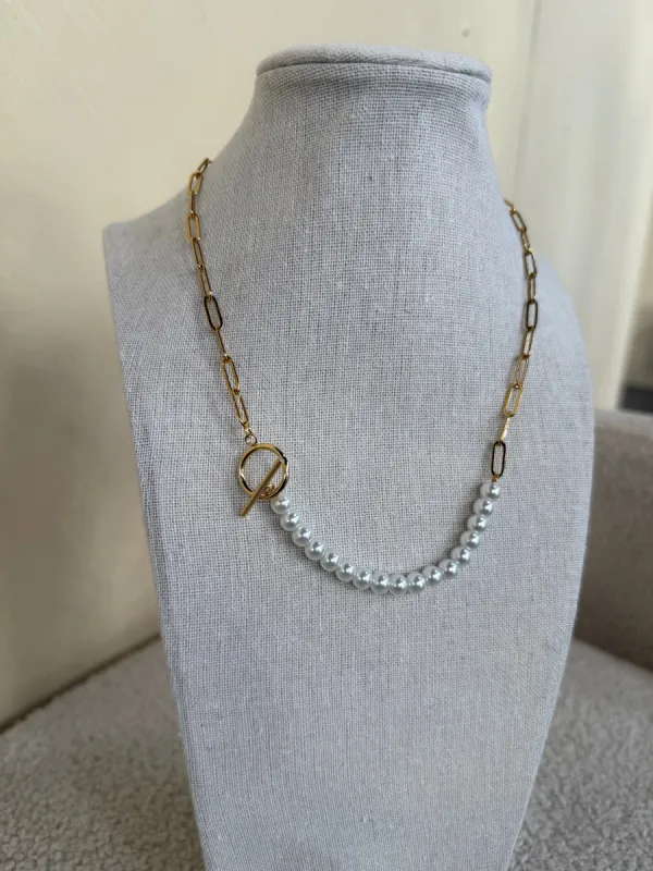 Pearl Chain Toggle Necklace sold by Shop Stevie