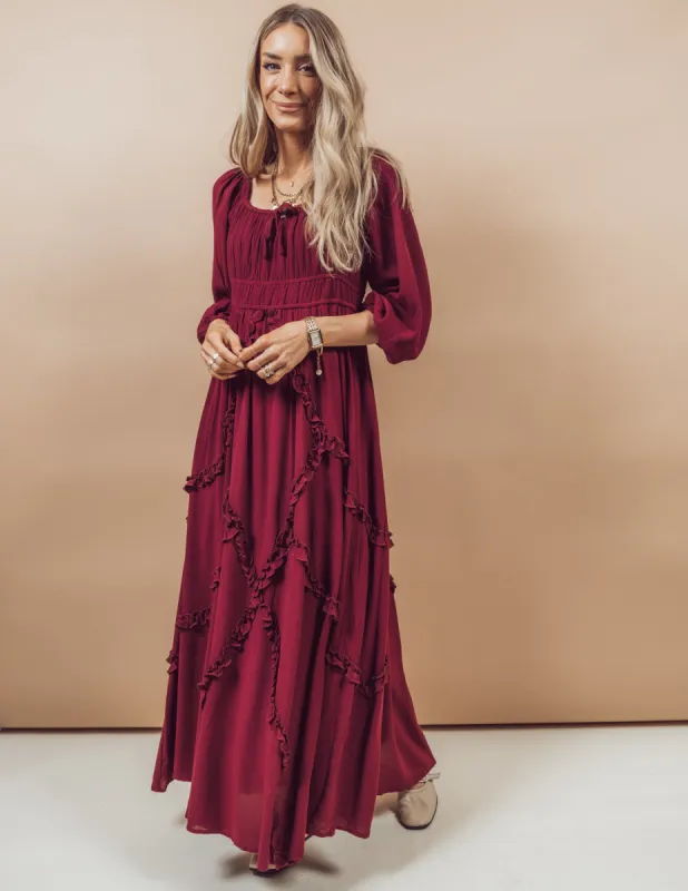 Zoe Ruffle Maxi Dress sold by Shop Stevie