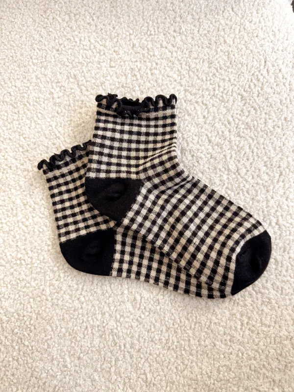 Checkered Ankle Ruffle Socks sold by Shop Stevie