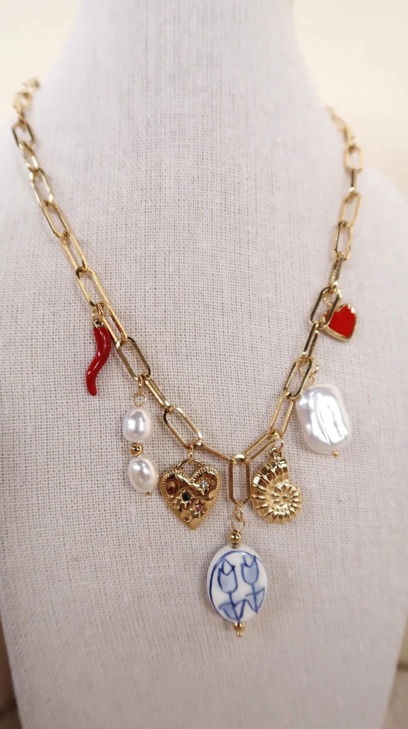 Blue and White Floral Charm Necklace sold by Shop Stevie product image thumbnail 2