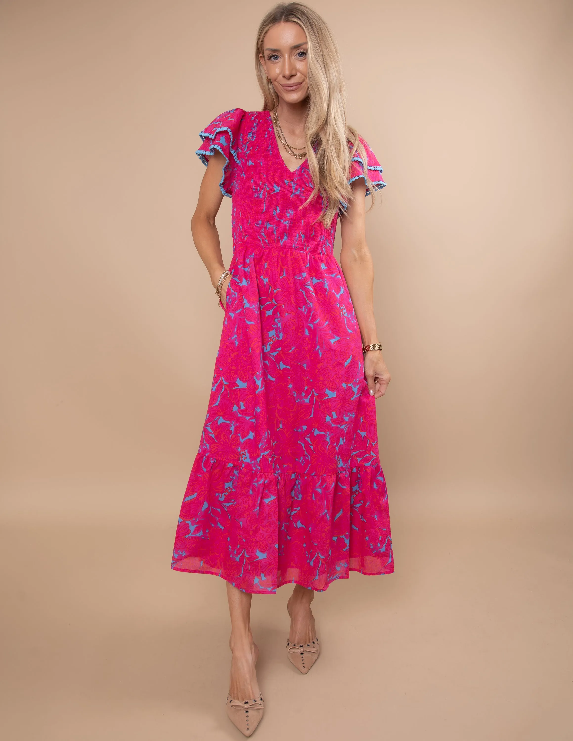Delina Floral Midi Dress sold by Shop Stevie