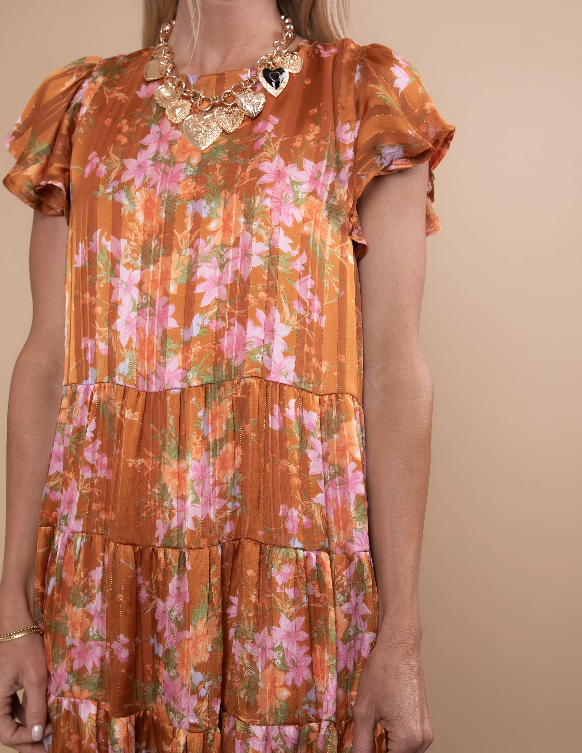 Satin Gold Flower Dress sold by Shop Stevie product image thumbnail 5