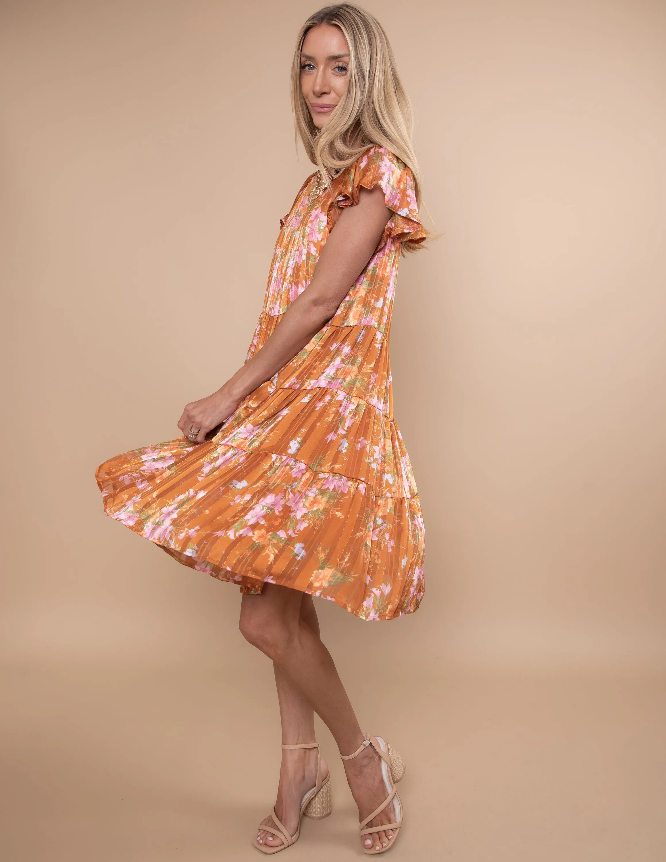 Satin Gold Flower Dress sold by Shop Stevie product image thumbnail 2