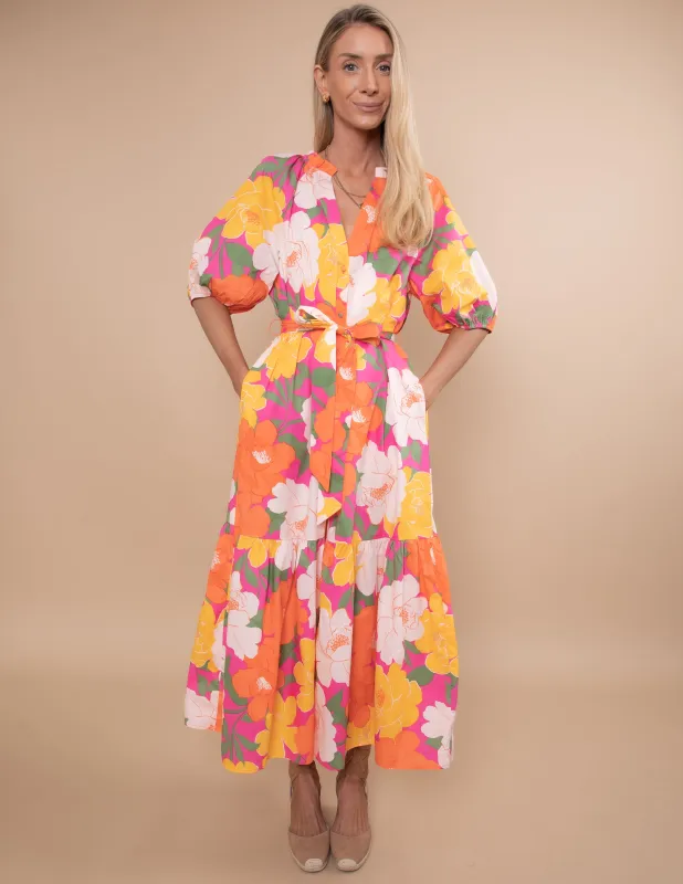 Milley Floral Tiered Midi Dress sold by Shop Stevie