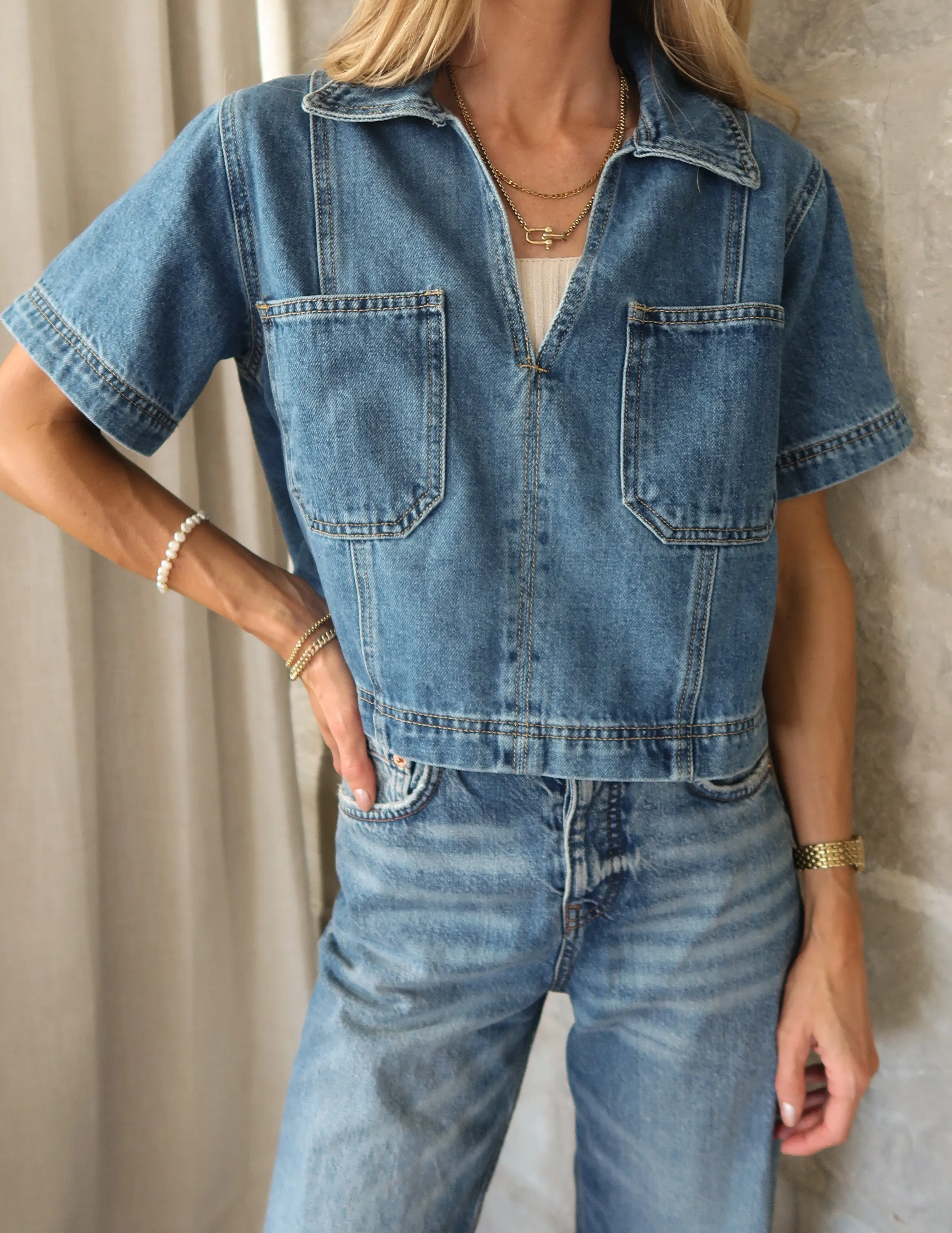 Skye Denim Crop Top sold by Shop Stevie product image thumbnail 5