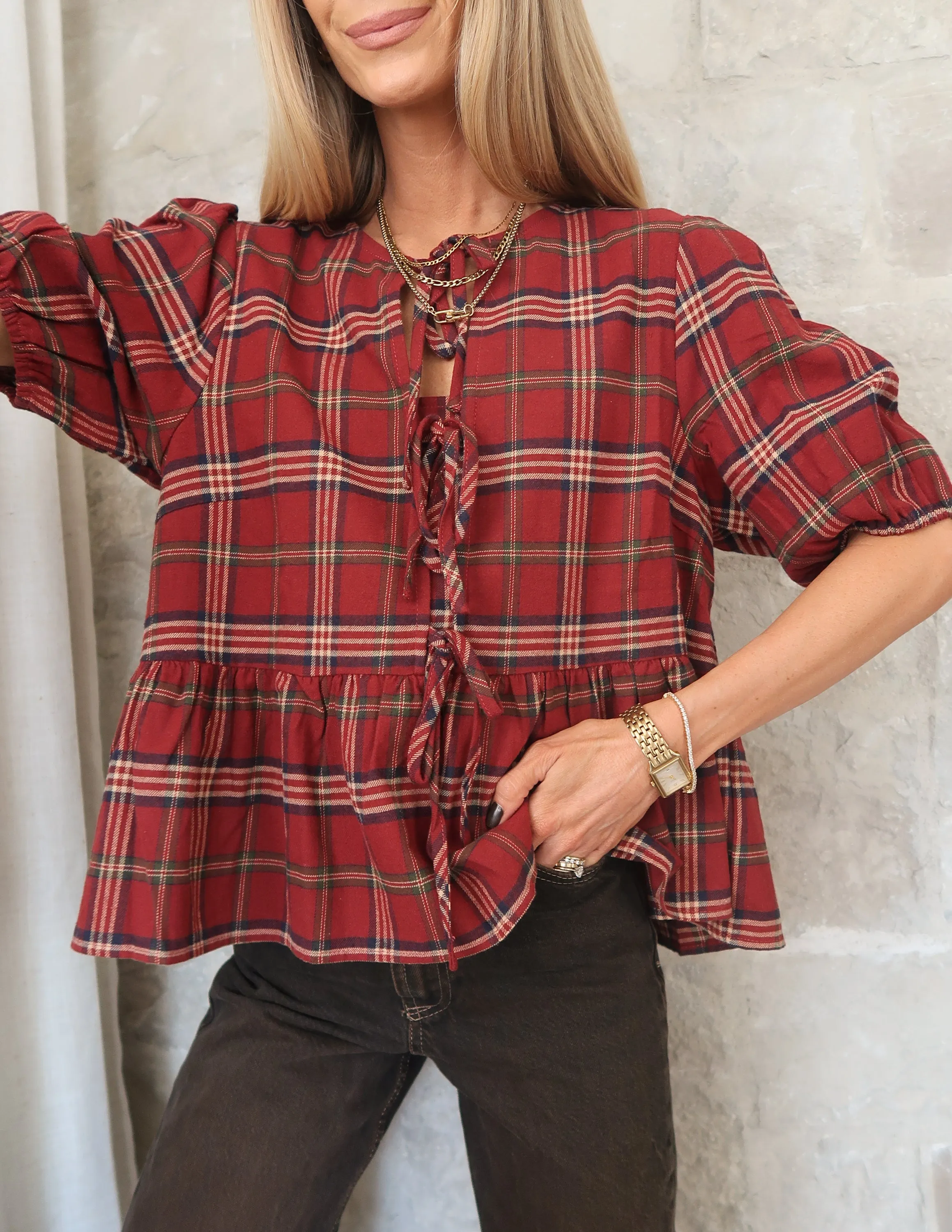 Ruby Plaid Top sold by Shop Stevie