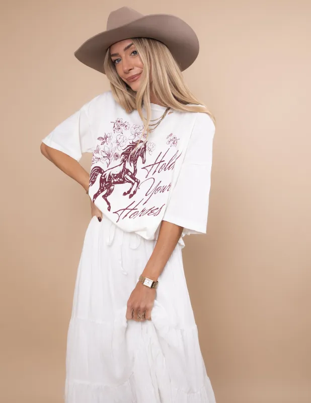 Hold Your Horses Distressed Graphic Tee sold by Shop Stevie